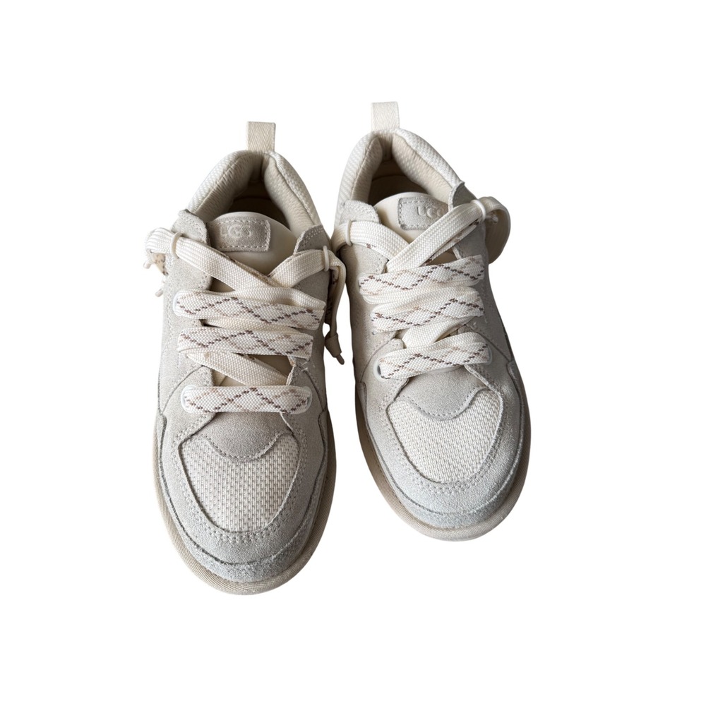 UGG Lowmel Sneakers Sand Beige Suede Canvas Platform Shoes 1168890 Womens 10